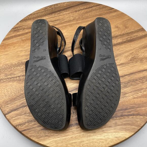 Dansko Sandals Womens 10.5 / 41 Black Wedge Platform Elastic Strap Comfort Shoes - Picture 7 of 8